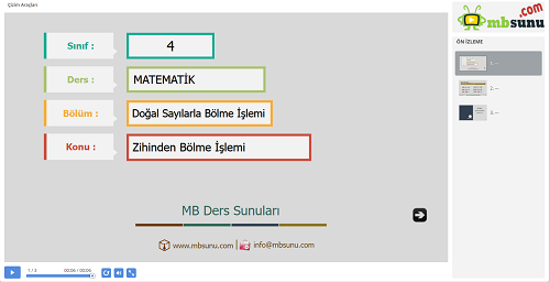 4.Sınıf Matematik Zihinden Bölme İşlemi Sunusu