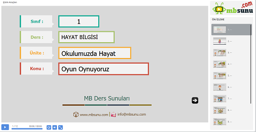 1.Sınıf Hayat Bilgisi Oyun Oynuyoruz Sunusu