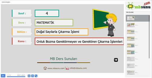 4.Sınıf Matematik Onluk Bozma Gerektirmeyen, Gerektiren Çıkarma İşlemleri Sunusu