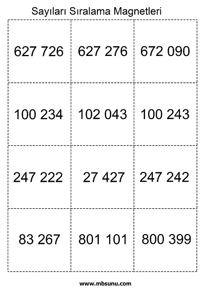 4.Sınıf Matematik - Sayıları Sıralama Magnetleri