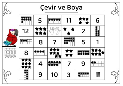 Seviye 1 - Çevir ve Boya - Doğal Sayılar Oyunu