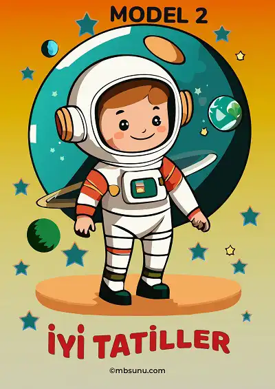 Astronot Çocuklu Karne Kapağı - Model 2