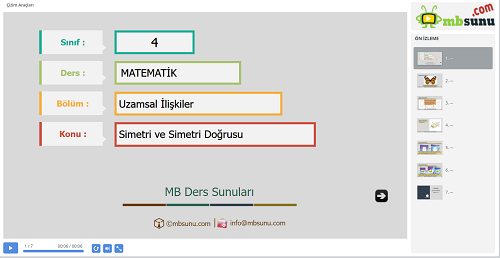 4.Sınıf Matematik Bir Şeklin Doğruya Göre Simetriğini Çizme Sunusu