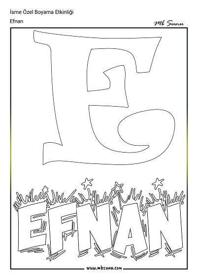 İsme Özel Boyama Etkinliği - Efnan