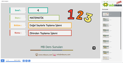 4.Sınıf Matematik Zihinden Toplama İşlemi Sunusu