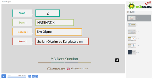 2.Sınıf Matematik Sıvıları Ölçelim ve Karşılaştıralım Sunusu