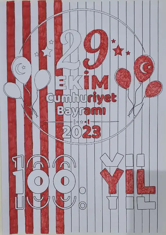 Cumhuriyet Bayramı 100. Yıl Desenli Boyama