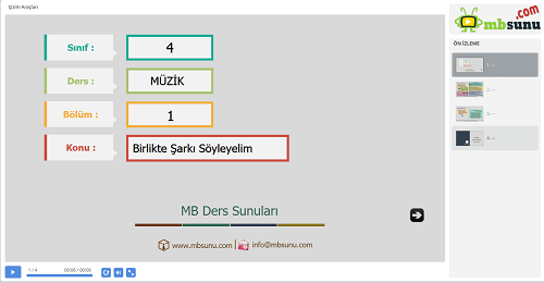 4.Sınıf Müzik Birlikte Şarkı Söyleyelim Sunusu