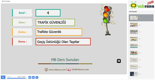 4.Sınıf Trafik Güvenliği - Geçiş Üstünlüğü Olan Taşıtlar Sunusu