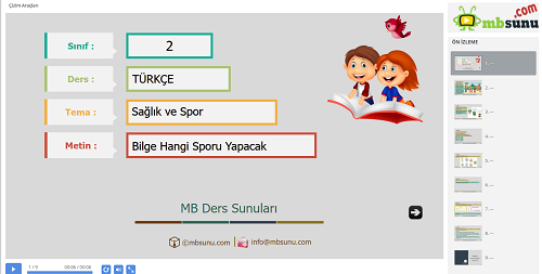 2.Sınıf Türkçe Bilge Hangi Sporu Yapacak Metni Sunusu