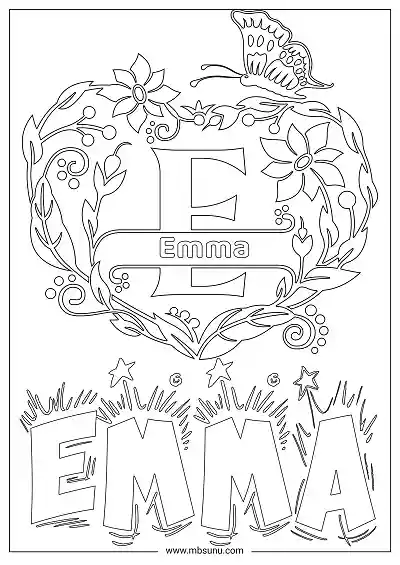 Coloring Page For Name - Emma