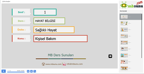 1.Sınıf Hayat Bilgisi Kişisel Bakım Sunusu