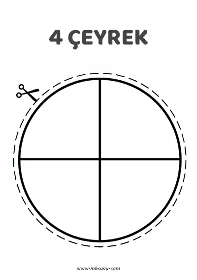2. Sınıf Matematik - Bütün, Yarım ve Çeyrek Boş Çember Şablonlar