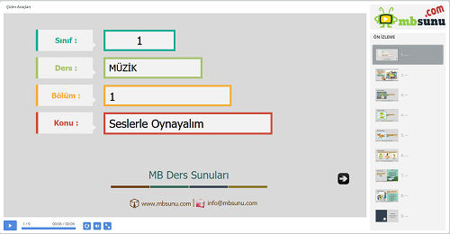 1.Sınıf Müzik Seslerle Oynayalım Sunusu