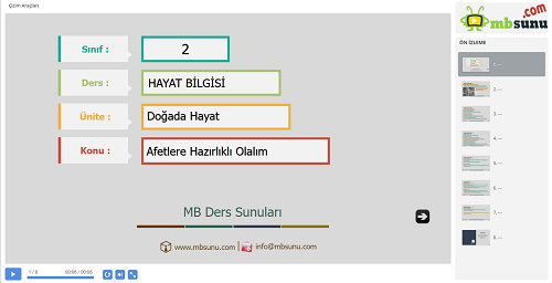 2.Sınıf Hayat Bilgisi Afetlere Hazırlıklı Olalım Sunusu