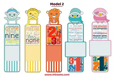 1. Sınıf Model 2 Sözcük Kolajlı ve Çerçeveli Kitap Ayraçları