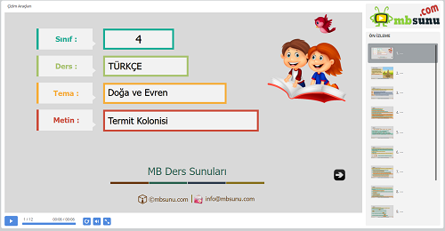 4.Sınıf Türkçe Termit Kolonisi Metni Sunusu