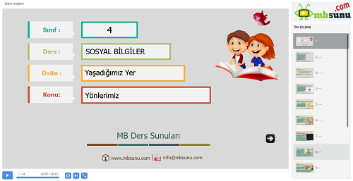 4.Sınıf Sosyal Bilgiler Yönlerimiz Sunusu