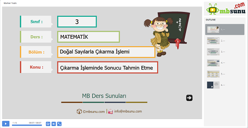 3.Sınıf Matematik Çıkarma İşleminde Sonucu Tahmin Etme Sunusu