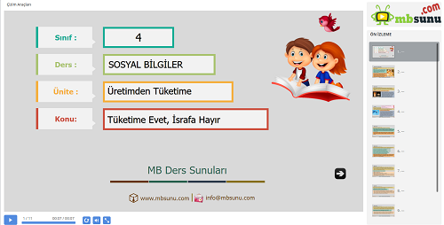 4.Sınıf Sosyal Bilgiler Tüketime Evet, İsrafa Hayır Sunusu