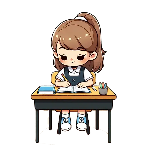 Sırada Oturan Kız Çocuk Clipart - PNG İndir