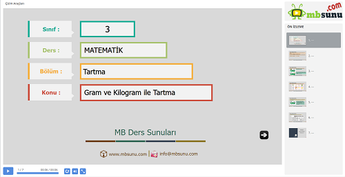 3.Sınıf Matematik Kilogram ve Gram İle Tartma Sunusu