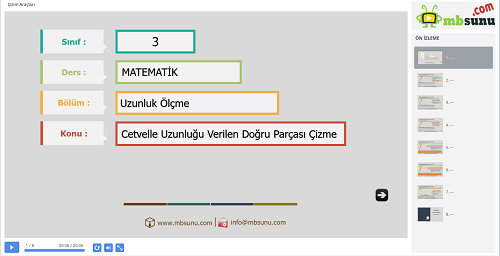 3.Sınıf Matematik - Cetvelle Uzunluğu Verilen Doğru Parçası Çizme Sunusu