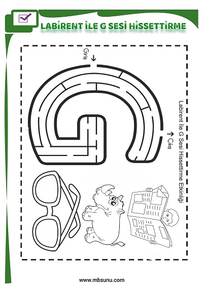 1. Sınıf İlk Okuma Labirent İle G Sesi Hissettirme Etkinliği