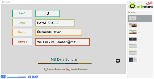 3.Sınıf Hayat Bilgisi Milli Birlik ve Beraberliğimiz Sunusu