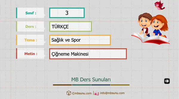 3. Sınıf Türkçe - Çiğneme Makinesi Metni Sunusu