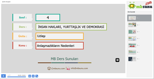 4.Sınıf İnsan Hakları, Yurttaşlık ve Demokrasi - Anlaşmazlıkların Nedenleri Sunusu