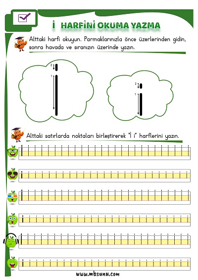 1. Sınıf İlk Okuma İ Sesi Okuma Yazma Etkinliği