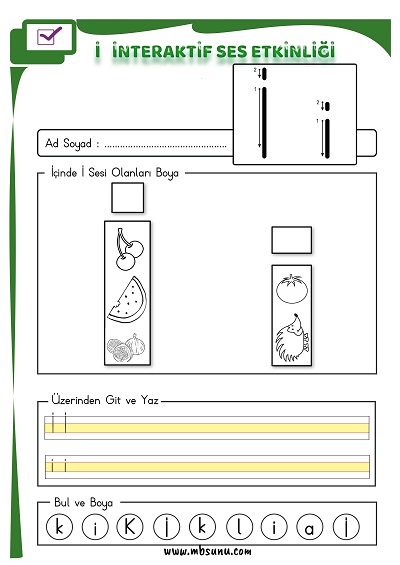 1. Sınıf İlk Okuma İnteraktif İ Sesi Etkinliği 2