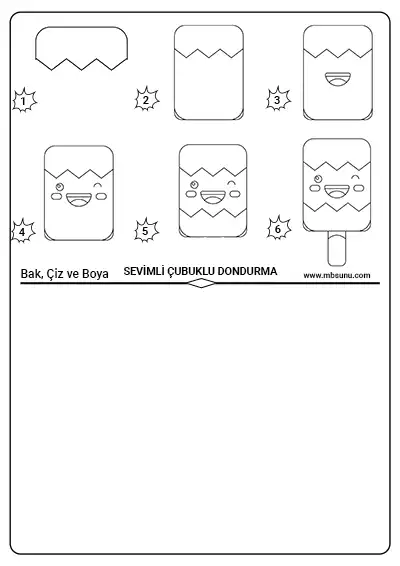 Bak, Çiz ve Boya Etkinliği - Sevimli Dondurma Çubuğu