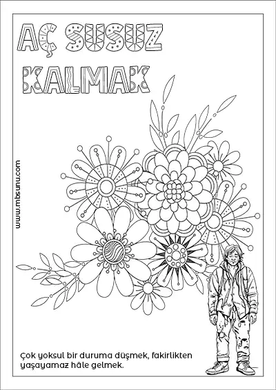 Desenli Deyim Boyama - Aç Susuz Kalmak