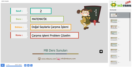 2.Sınıf Matematik Çarpma İşlemi Problem Çözelim Sunusu