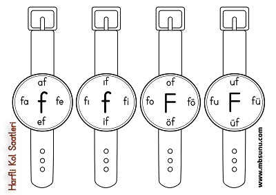 1. Sınıf İlk Okuma F Sesi - Harfli Kol Saati Etkinliği