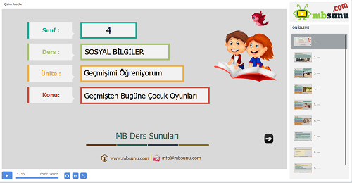 4.Sınıf Sosyal Bilgiler Geçmişten Bugüne Çocuk Oyunları Sunusu