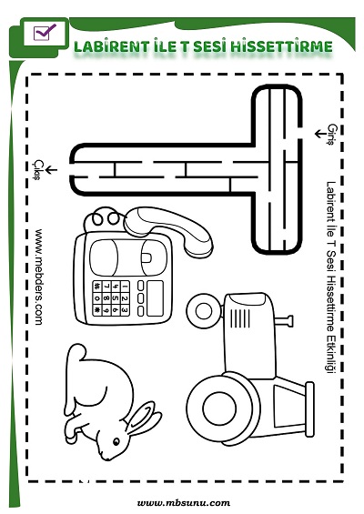 1. Sınıf İlk Okuma Labirent İle T Sesi Hissettirme Etkinliği