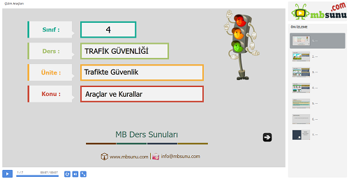 4.Sınıf Trafik Güvenliği - Araçlar ve Kurallar Sunusu