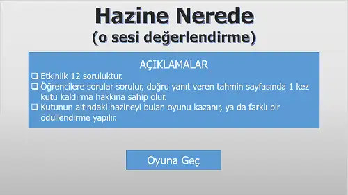 Maarif Model - 1.Sınıf O Sesi Değerlendirme - Hazine Oyunu