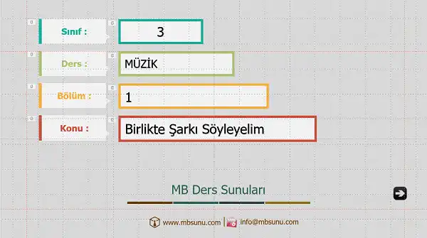 3. Sınıf Müzik Birlikte Şarkı Söyleyelim Sunusu (Hecce Yayınları)