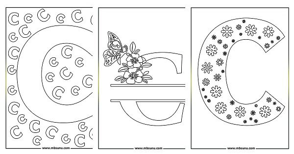 Desenli C Harfi Boyama Sayfaları