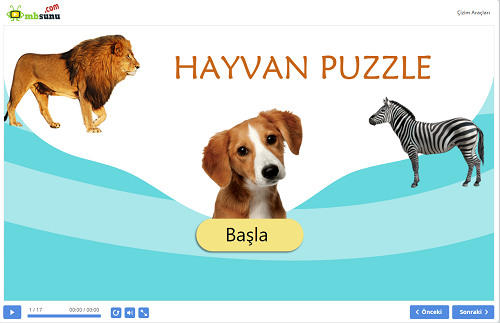 Eğlenceli Hayvan Puzzle Sunusu