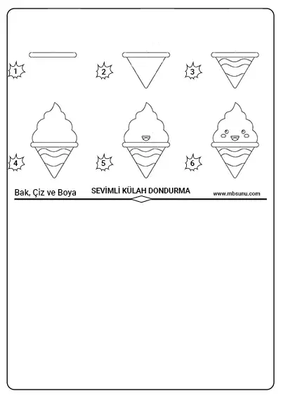 Bak, Çiz ve Boya Etkinliği - Sevimli Külahlı Dondurma
