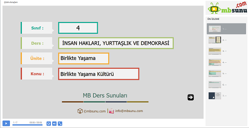 4.Sınıf İnsan Hakları, Yurttaşlık ve Demokrasi - Birlikte Yaşama Kültürü Sunusu