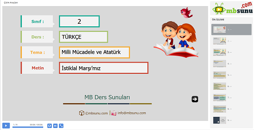 2.Sınıf Türkçe İstiklal Marşı'mız Metni Sunusu