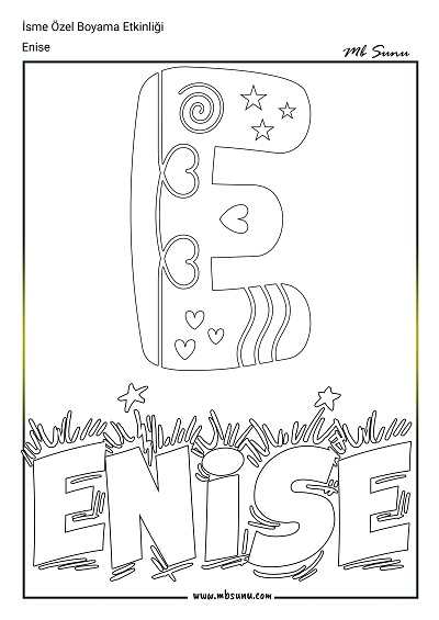 İsme Özel Boyama Etkinliği - Enise