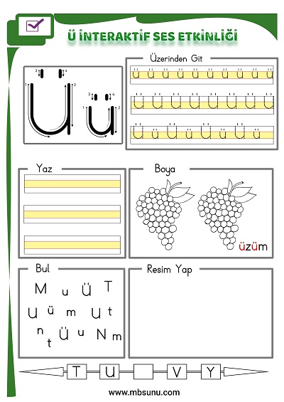 1. Sınıf İlk Okuma İnteraktif Ü Sesi Etkinliği