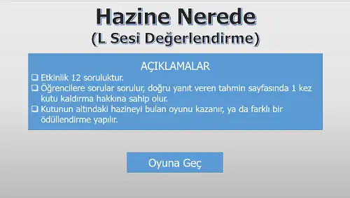 Maarif Model - 1.Sınıf L Sesi Değerlendirme - Hazine Oyunu